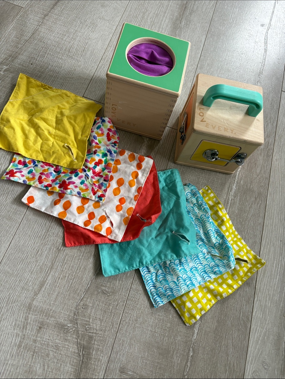 Lovevery lock box and tissue box
